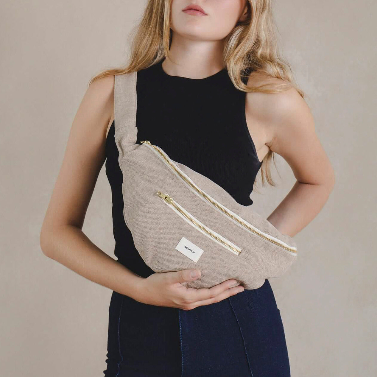 Mateo Bauchtasche Maxi - beige uni