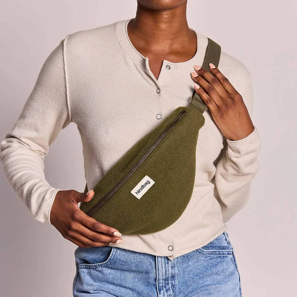Olivia Bauchtasche - Wolloptik khaki