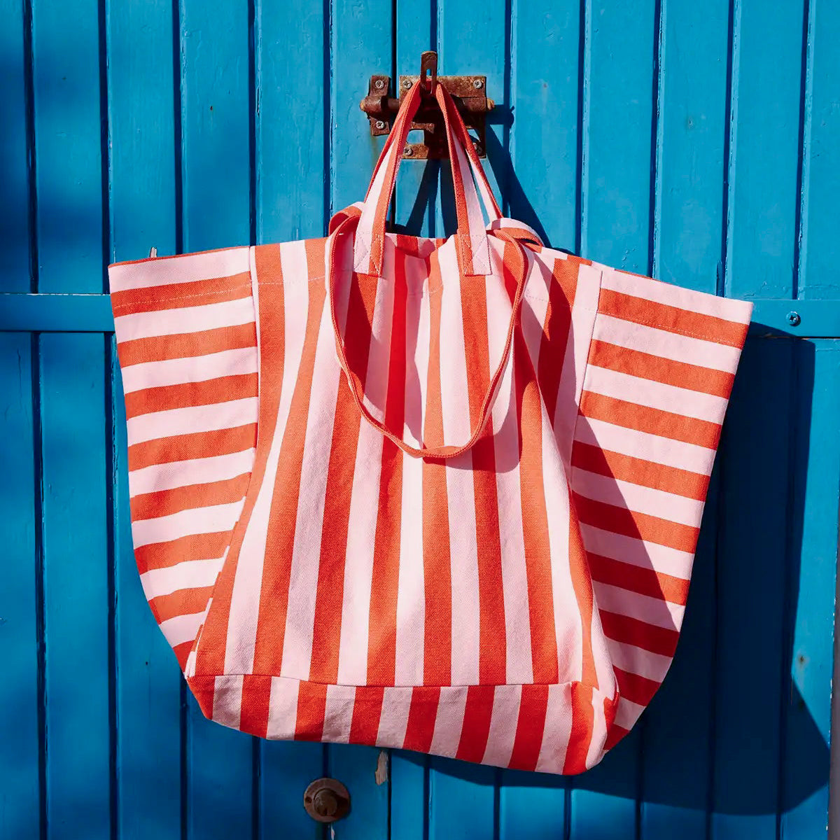Shopper aus Baumwolle - Streifen rosa