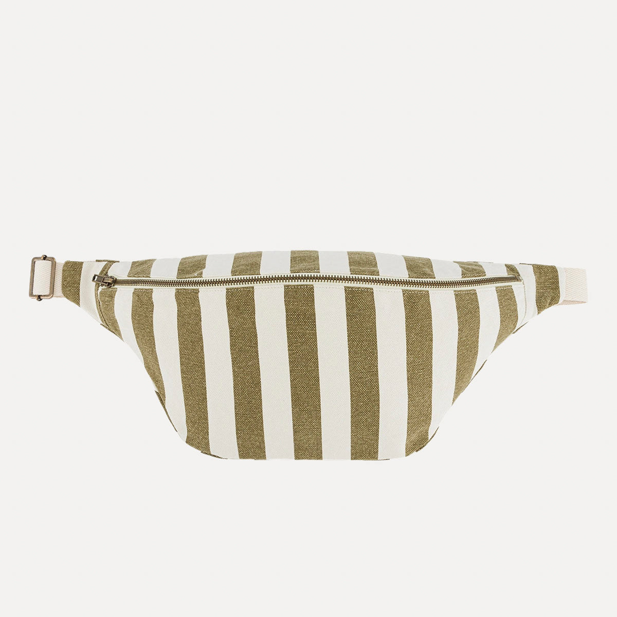 Bauchtasche aus Baumwolle - Streifen olive