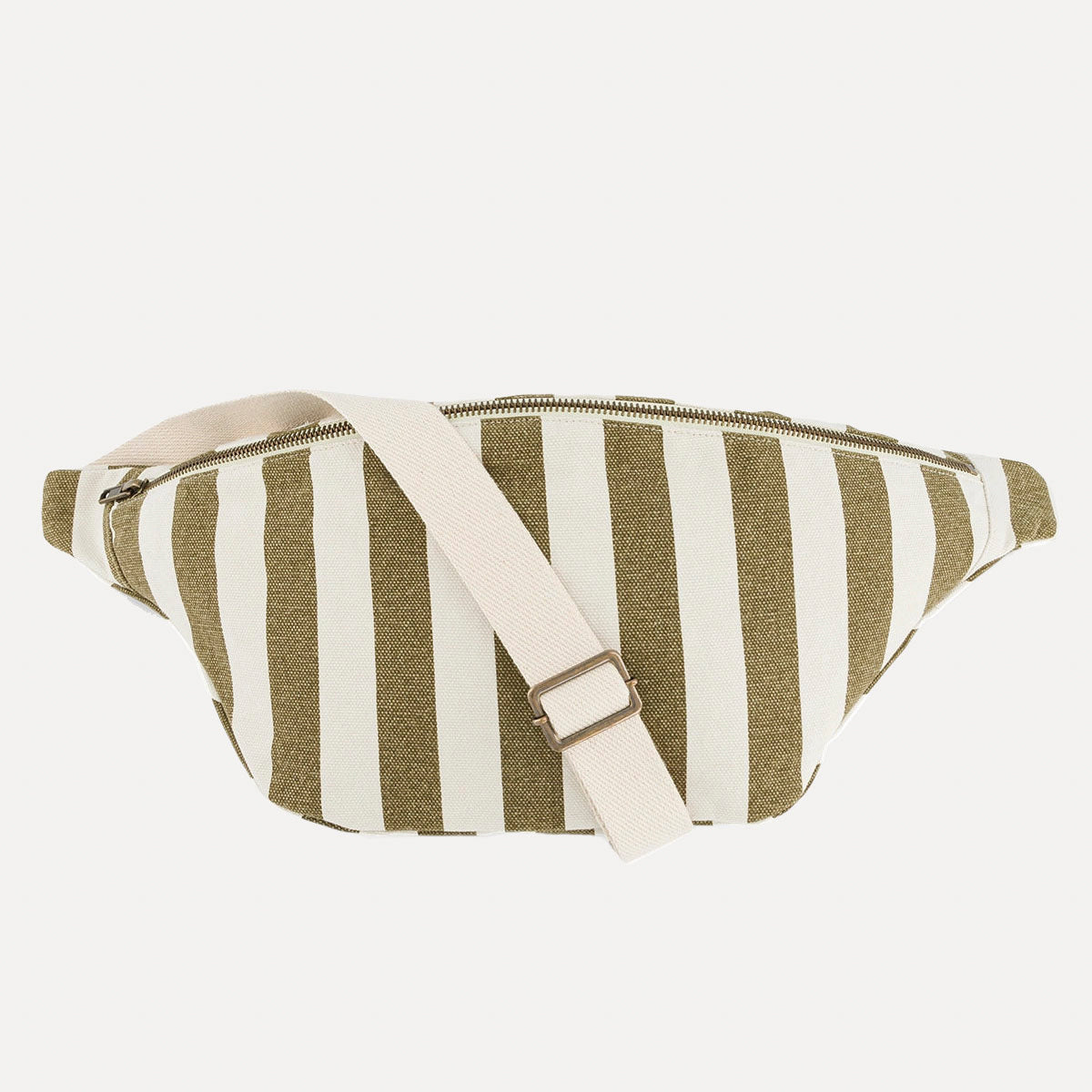 Bauchtasche aus Baumwolle - Streifen olive