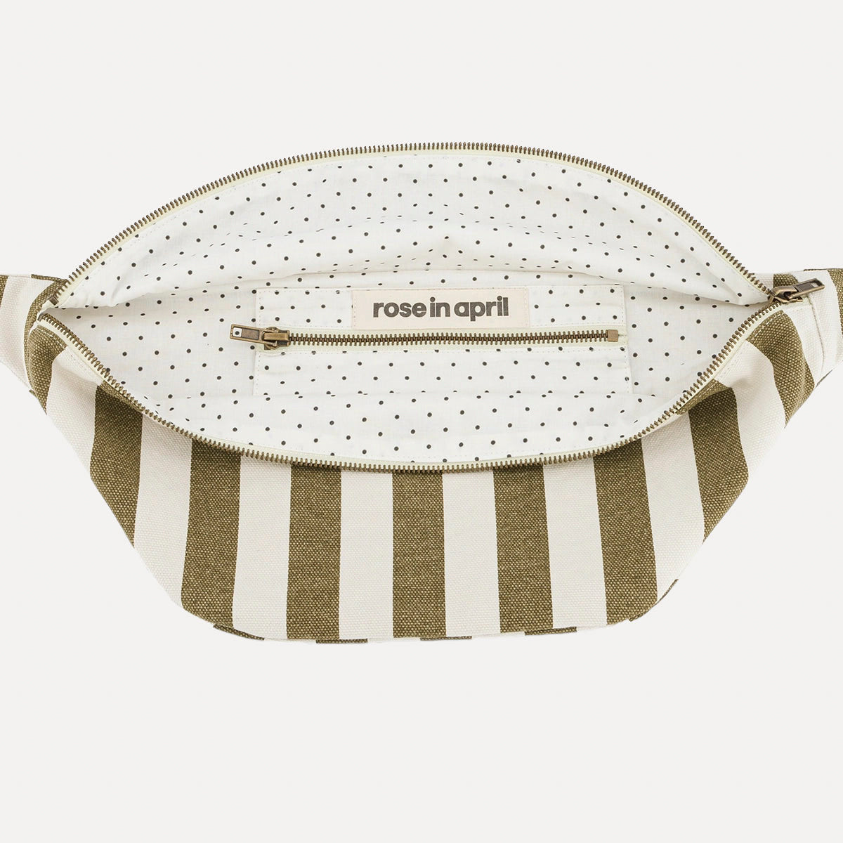 Bauchtasche aus Baumwolle - Streifen olive