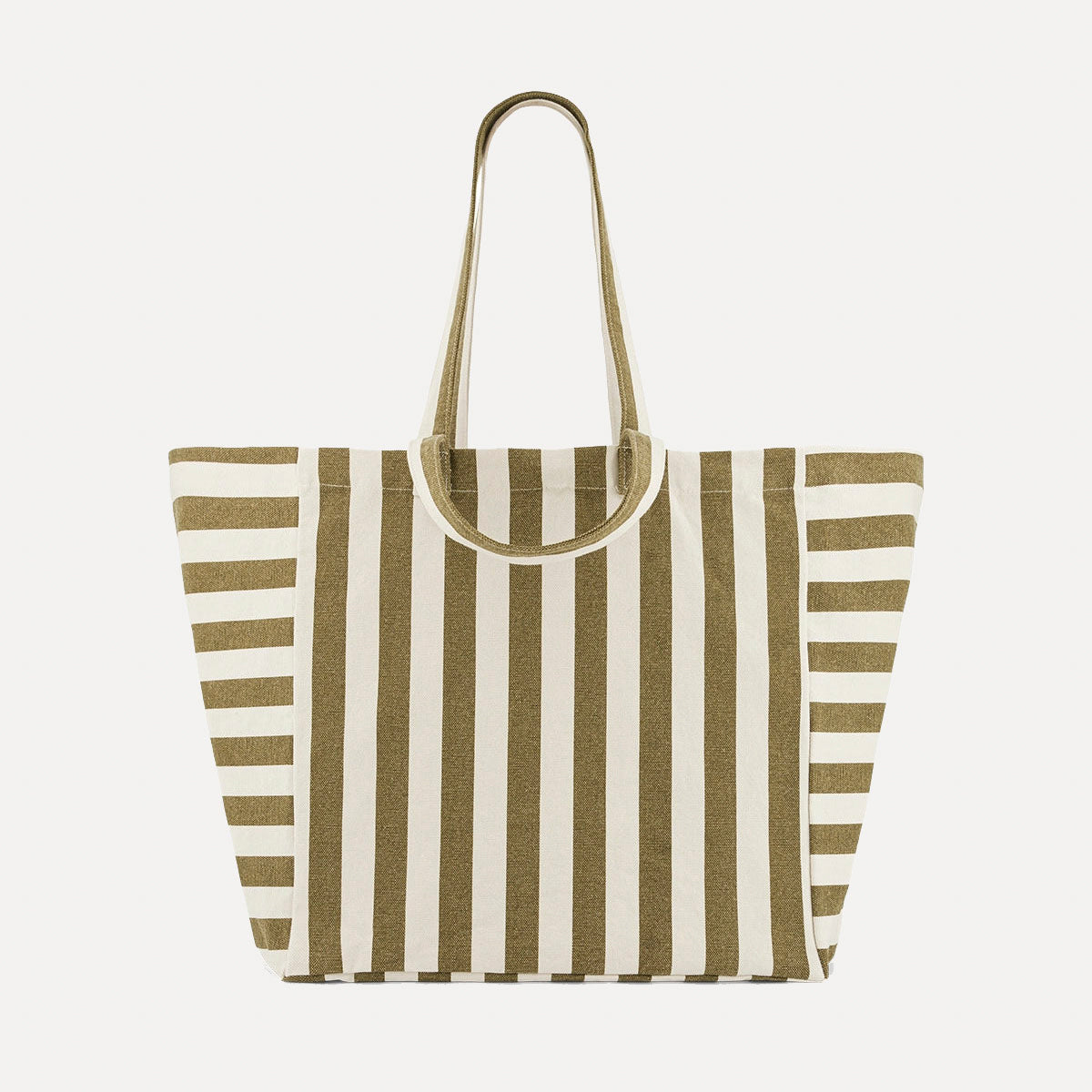 Shopper aus Baumwolle - Streifen olive