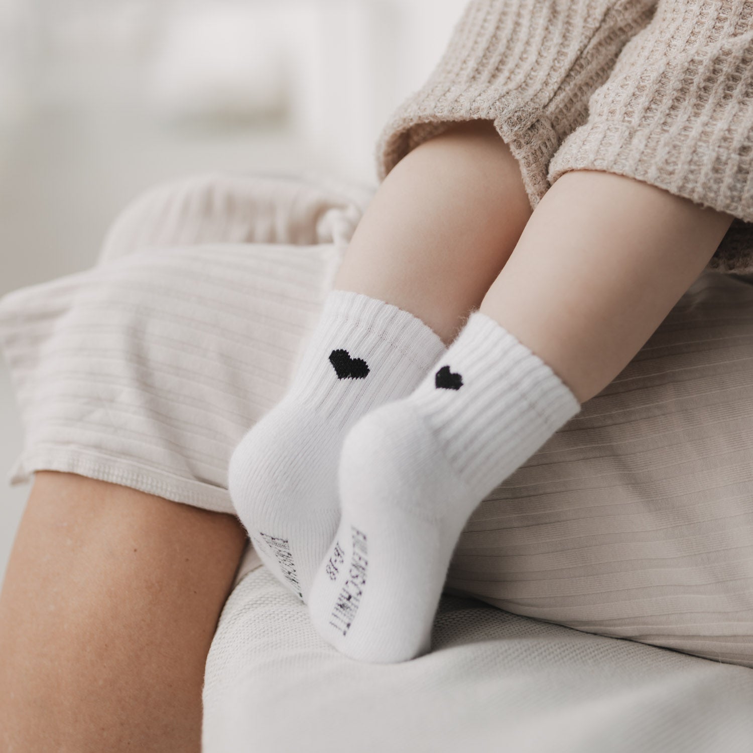 Babysocken Herz - schwarz