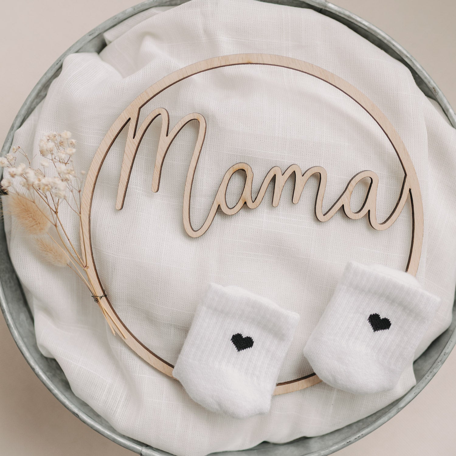 Babysocken Herz - schwarz