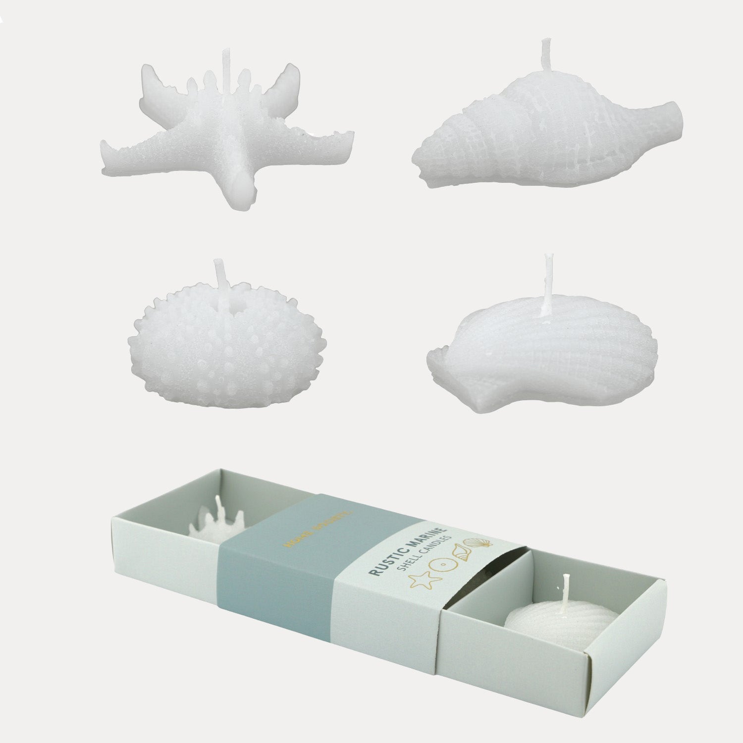 Deko-Kerze Sea 4er Set -  weiß