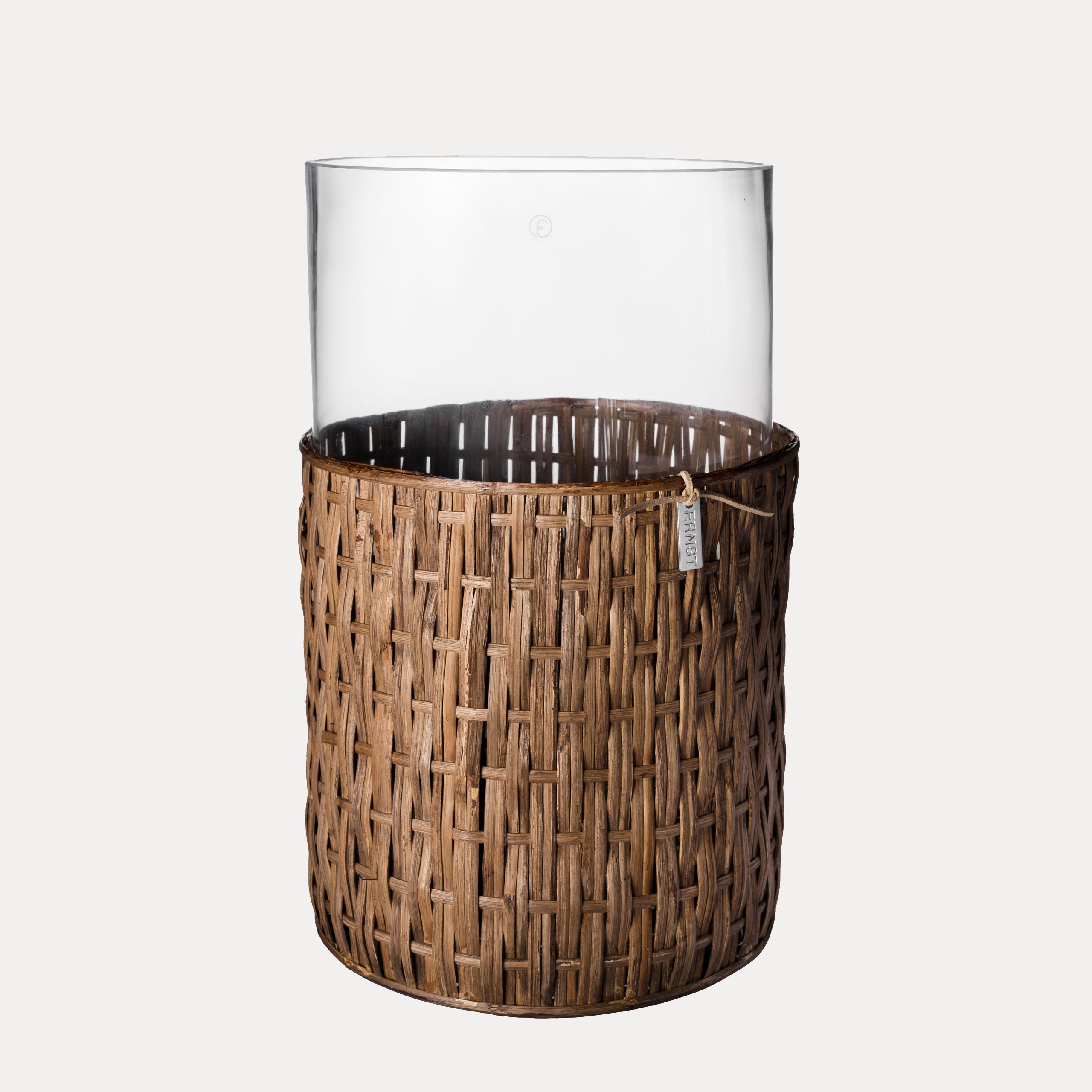 Vase / Windlicht mit Korb - dunkel