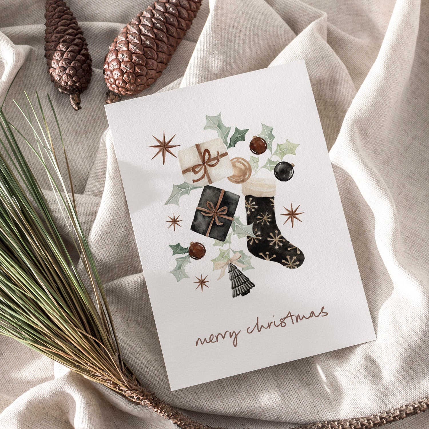 Weihnachtskarte auf Strukturpapier Geschenke A6