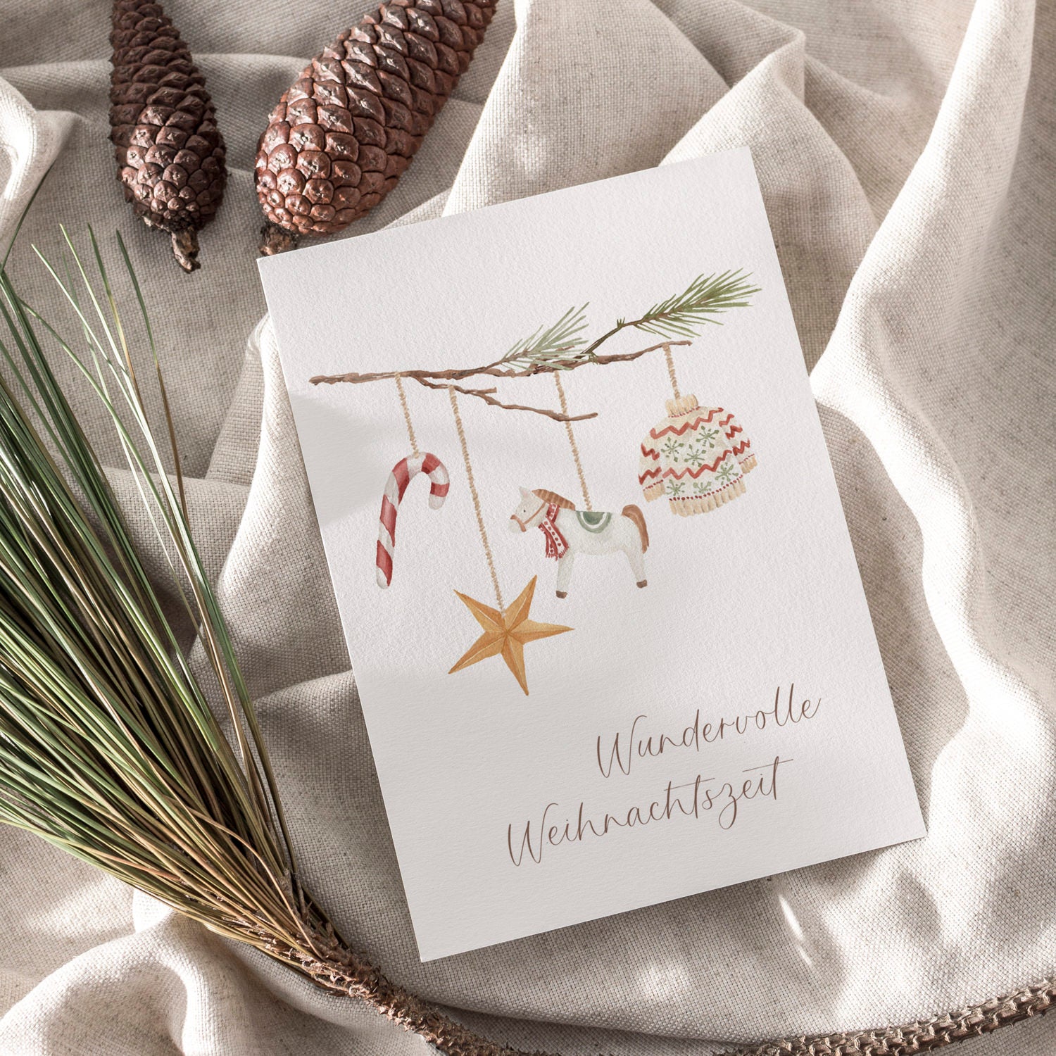 4er Set Weihnachtskarten A6 auf Strukturpapier - little village