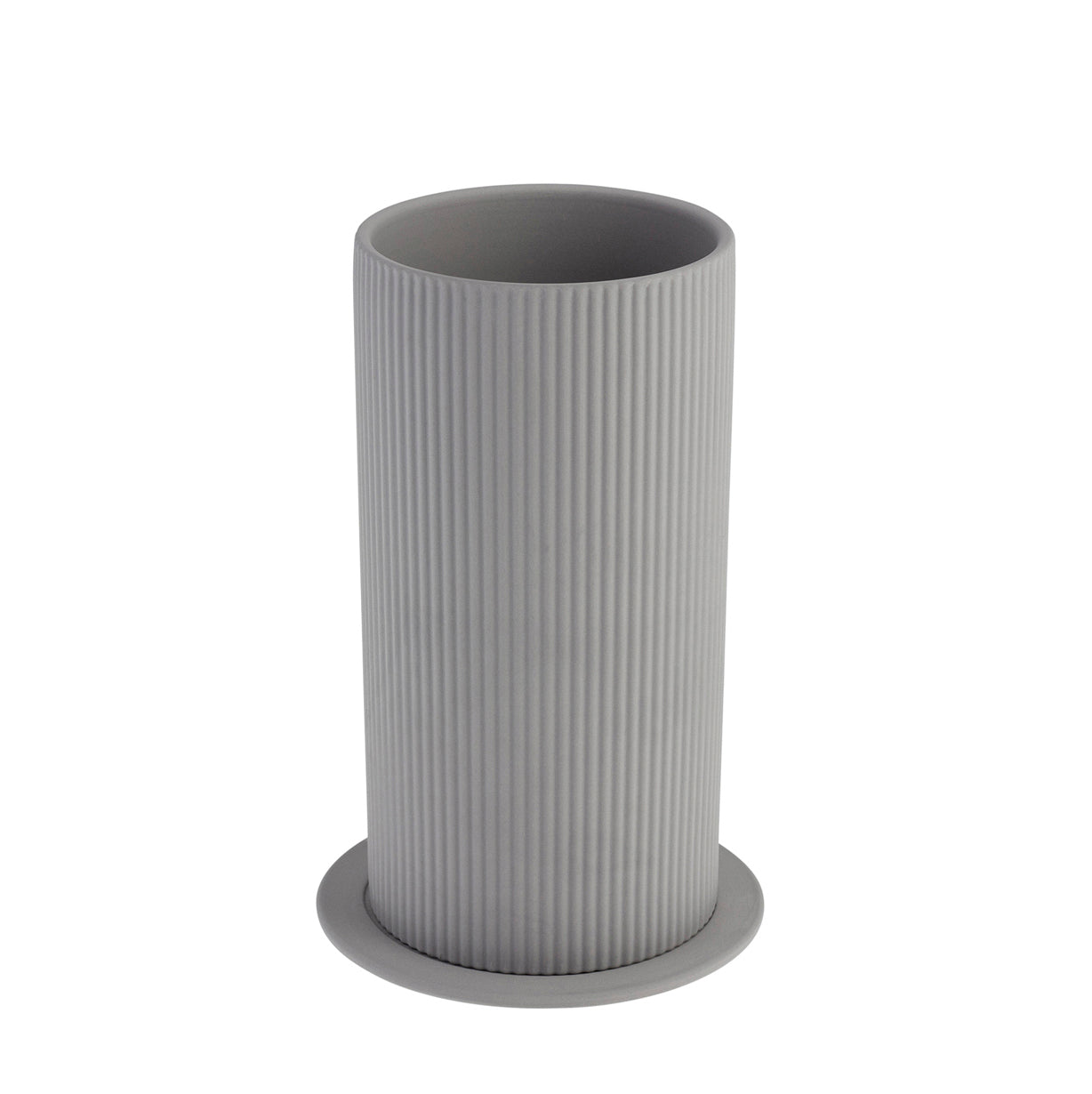 Vase Ede hellgrau hoch mit Rillen Storefactory Skandi Design