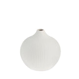 Runde Vase Fröbacken aus Keramik von Storefactory in Weiß mit Rillen