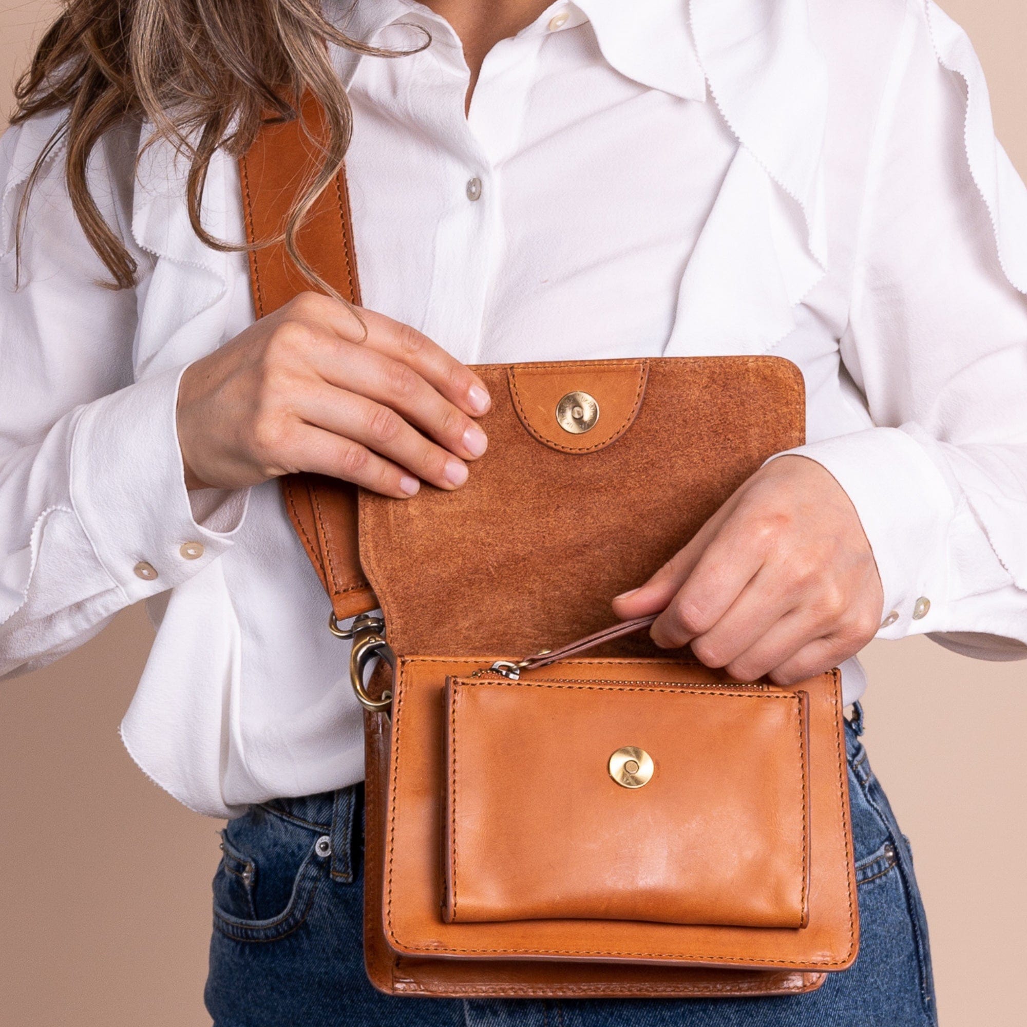 Harper mini Tasche - Leder Cognac