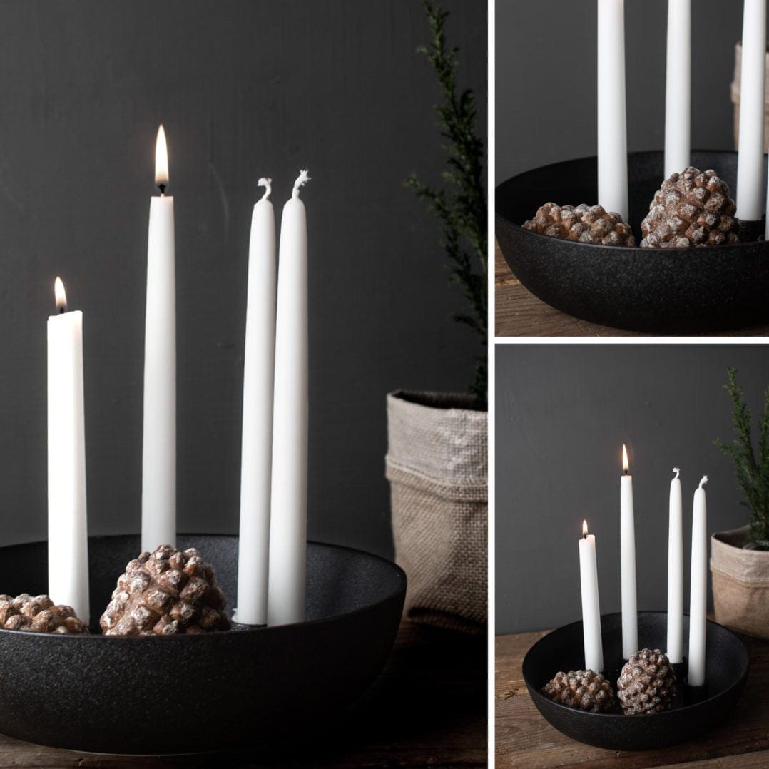 Kerzenschale Skandi Storefactory Kvistbro Kerzenhalter XL 26cm schwarz Adventskranz vier Kerzen