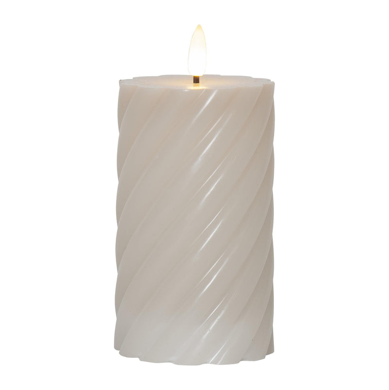 LED Kerze Stumpenkerze gedreht in beige von mkono