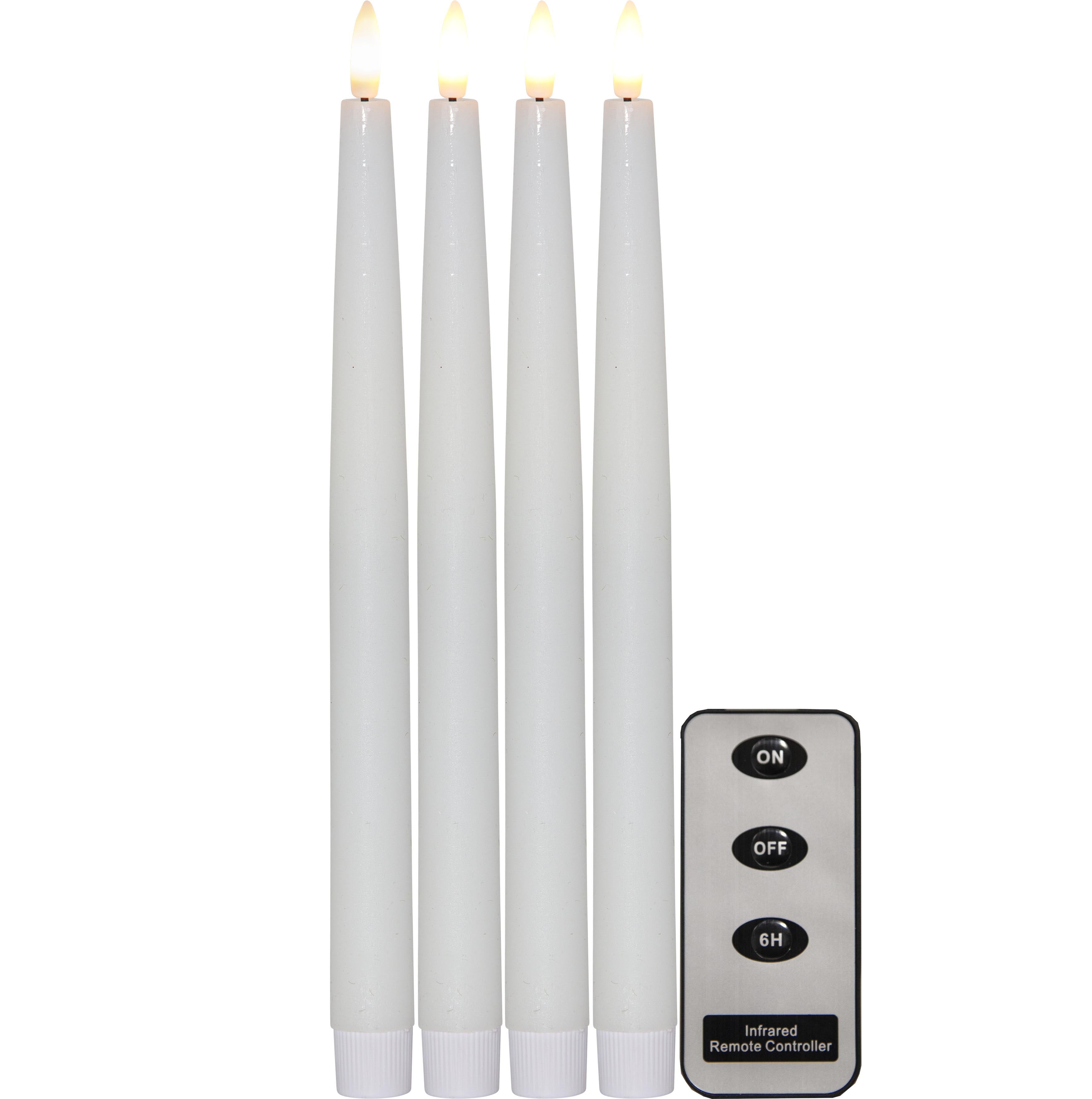 LED Stabkerze 28,5cm 4er Pack in weiß mit Fernbedienung von mkono