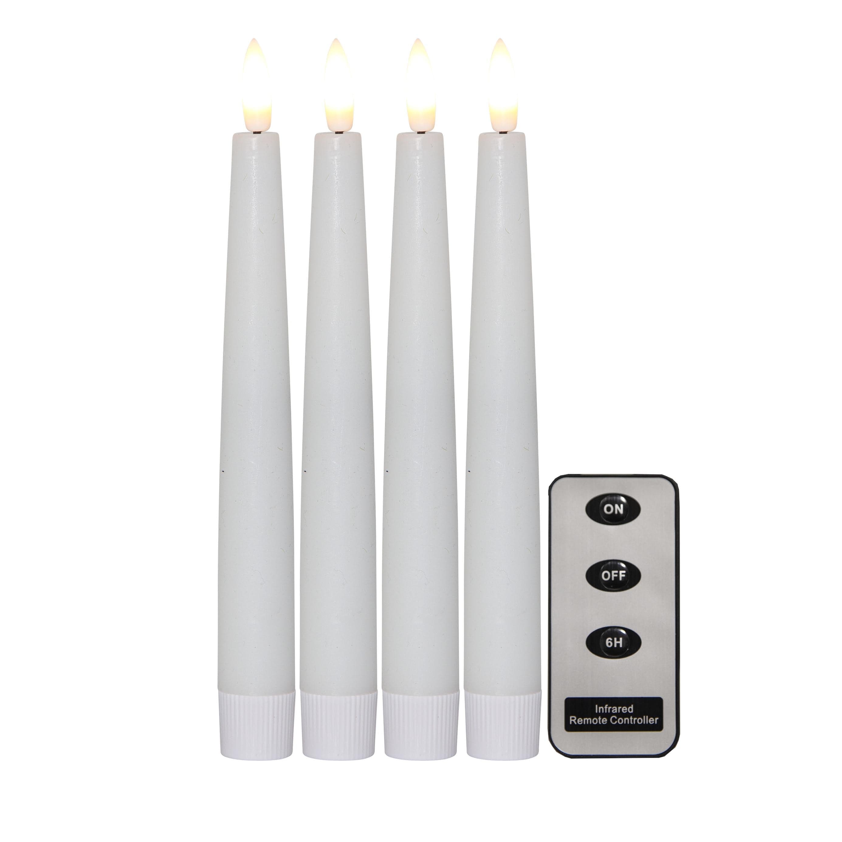 LED Stabkerze 20cm 4er Pack in weiß mit Fernbedienung von mkono