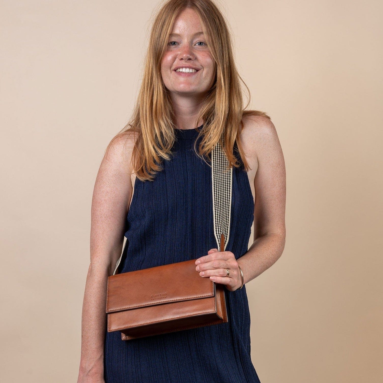 Stella Tasche - Leder Cognac mit 2 Straps