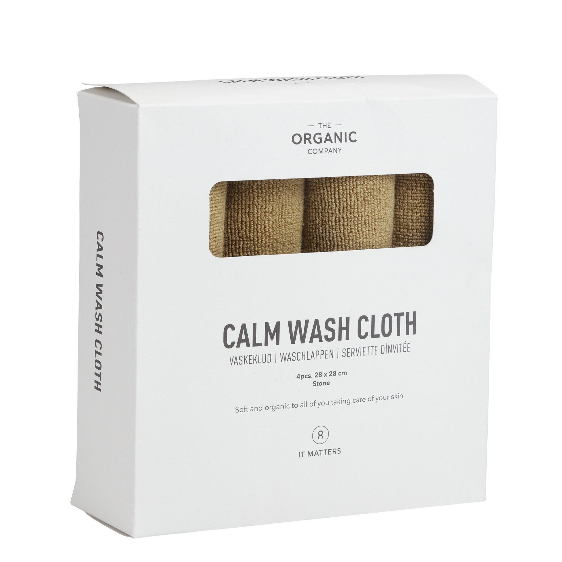 CALM Waschlappen Bio Baumwolle 4er Set in Khaki Lavender Nachhaltigkeit The Organic Company