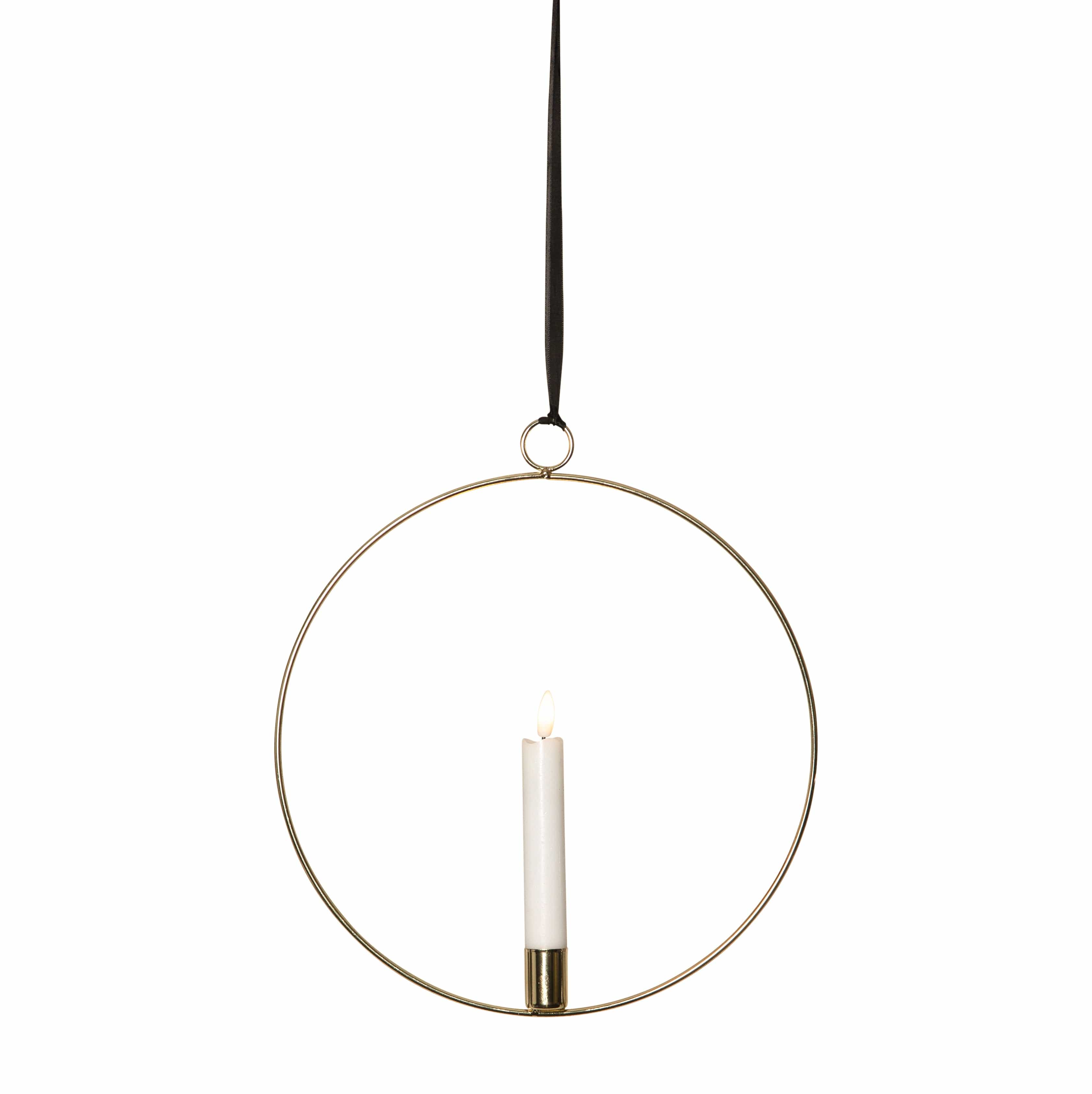 Metallring / Hoop 28cm mit LED Kerze - gold