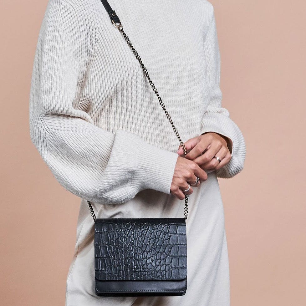 Audrey Mini Tasche - Croco Schwarz