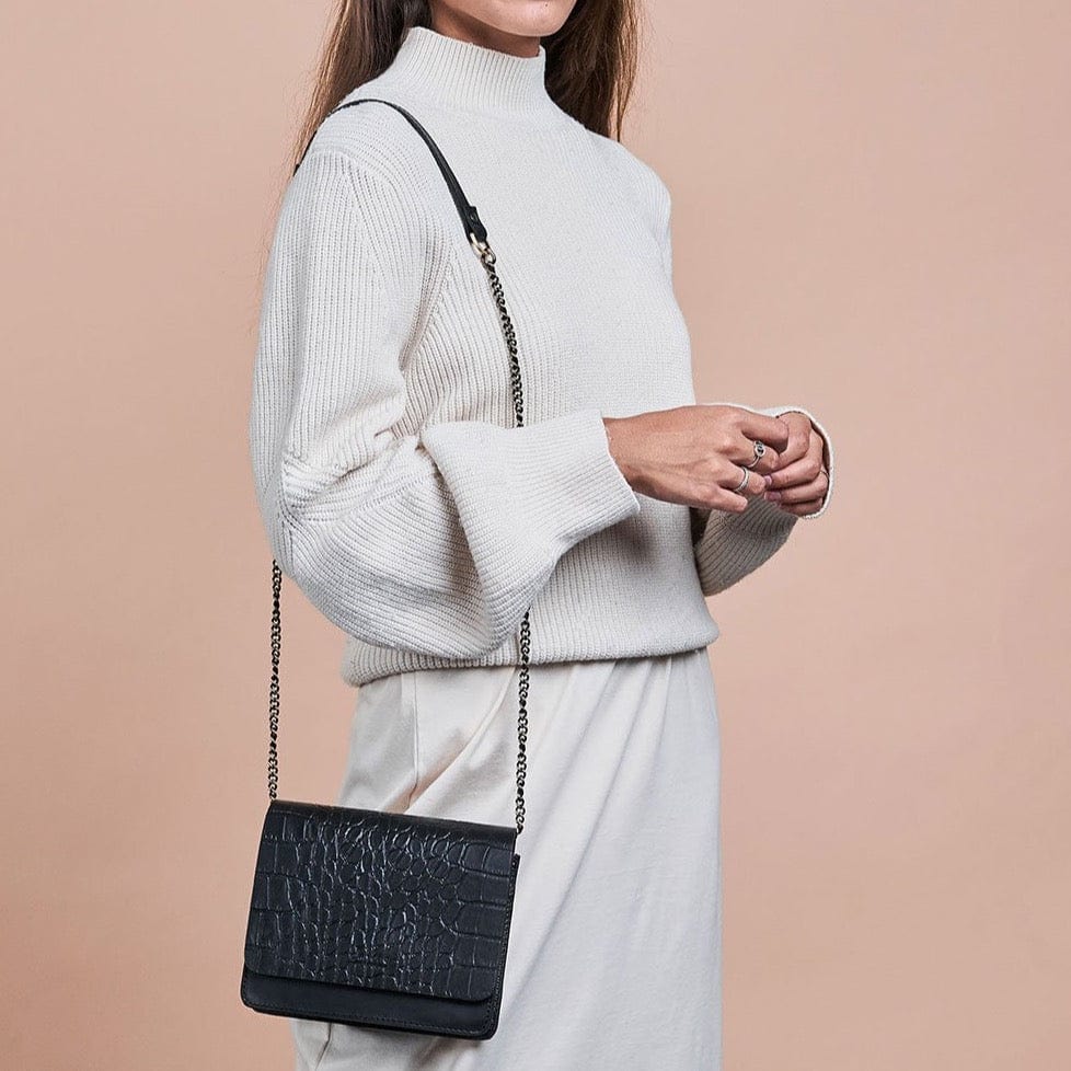 Audrey Mini Tasche - Croco Schwarz
