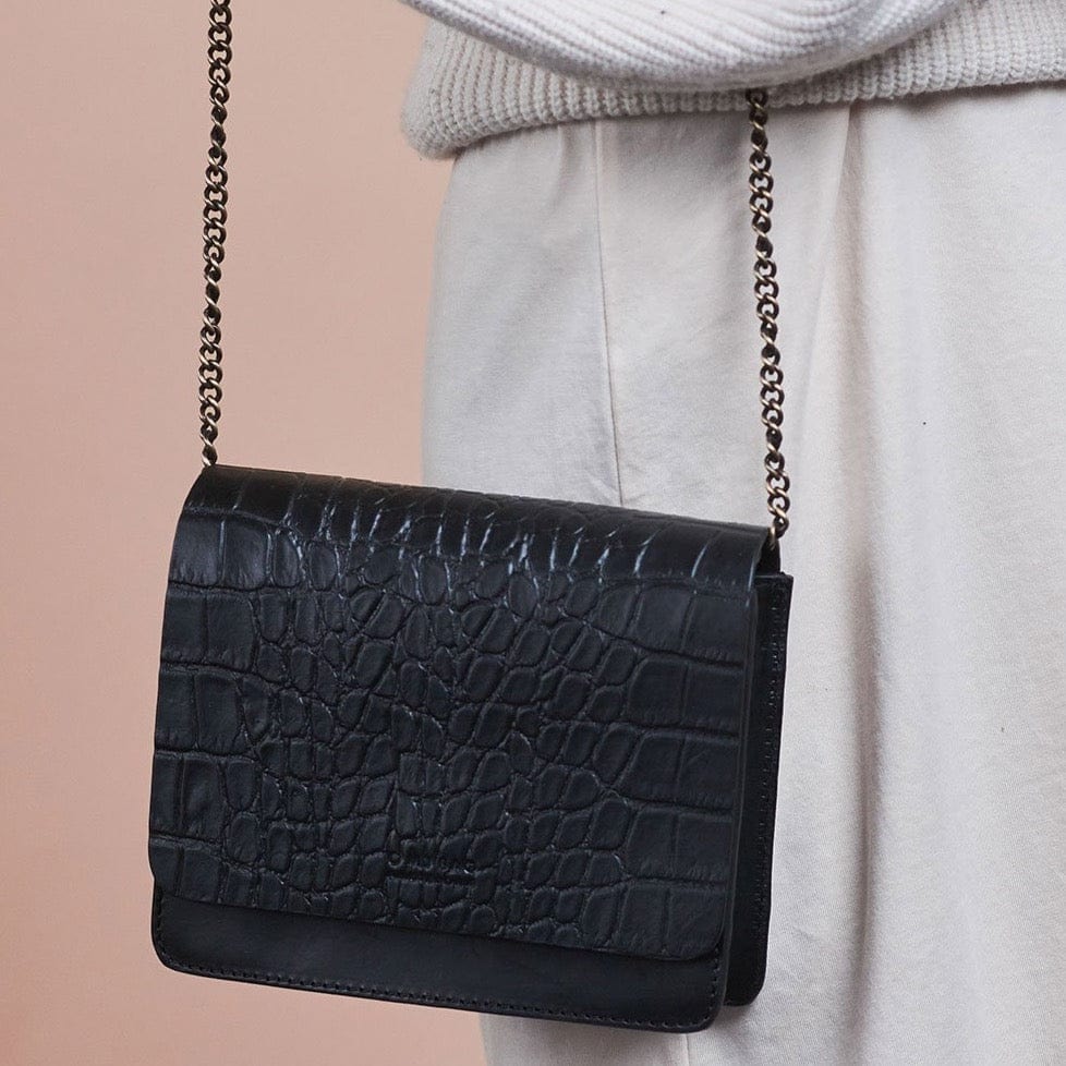 Audrey Mini Tasche - Croco Schwarz