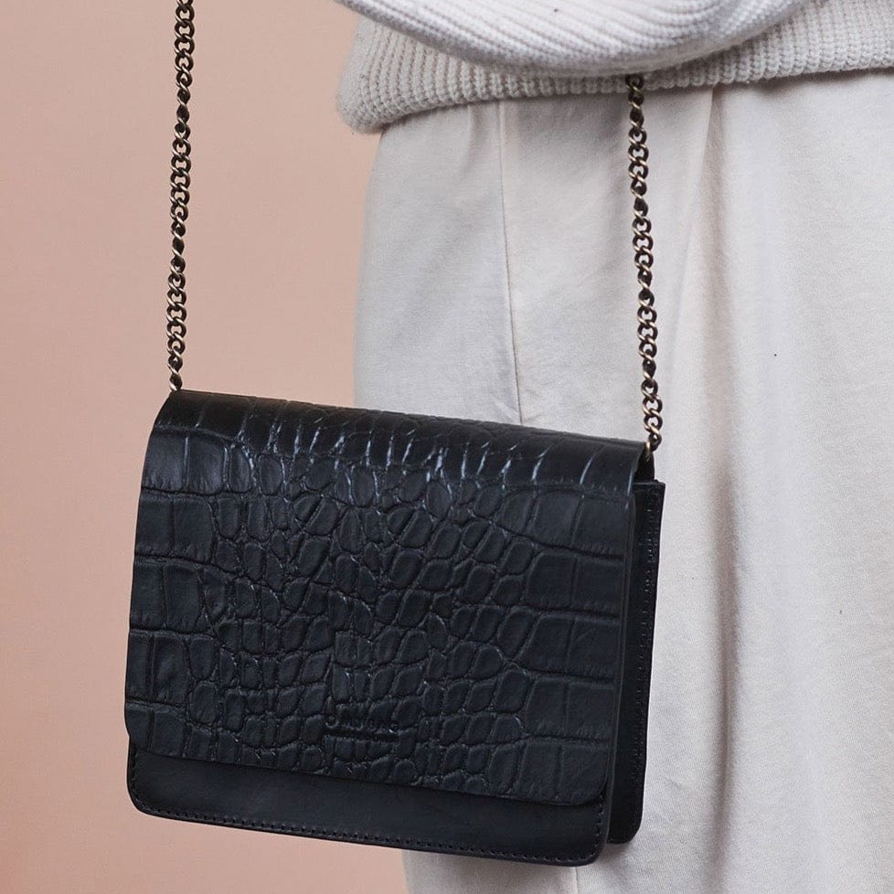 Audrey Embossed Leather Evening Bag