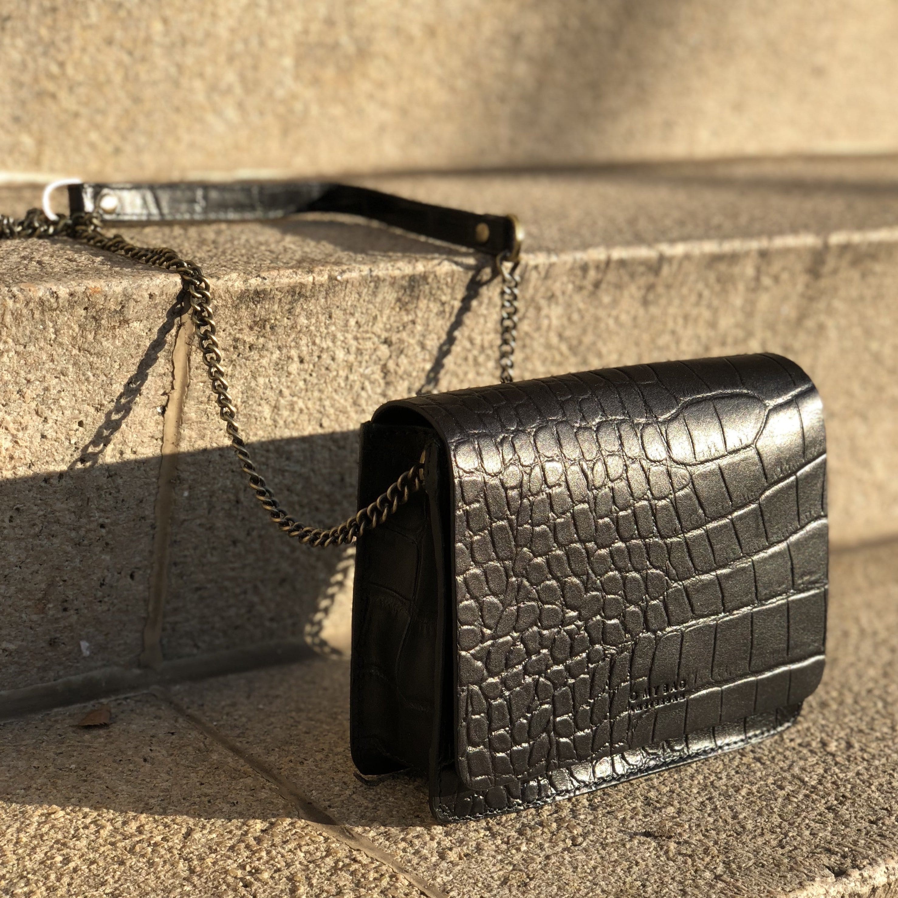 Audrey Mini Tasche - Croco Schwarz