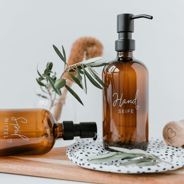 Seifenspender Handseife aus Braunglas 500ml