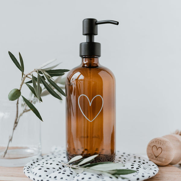 Seifenspender Herz aus Braunglas 500ml