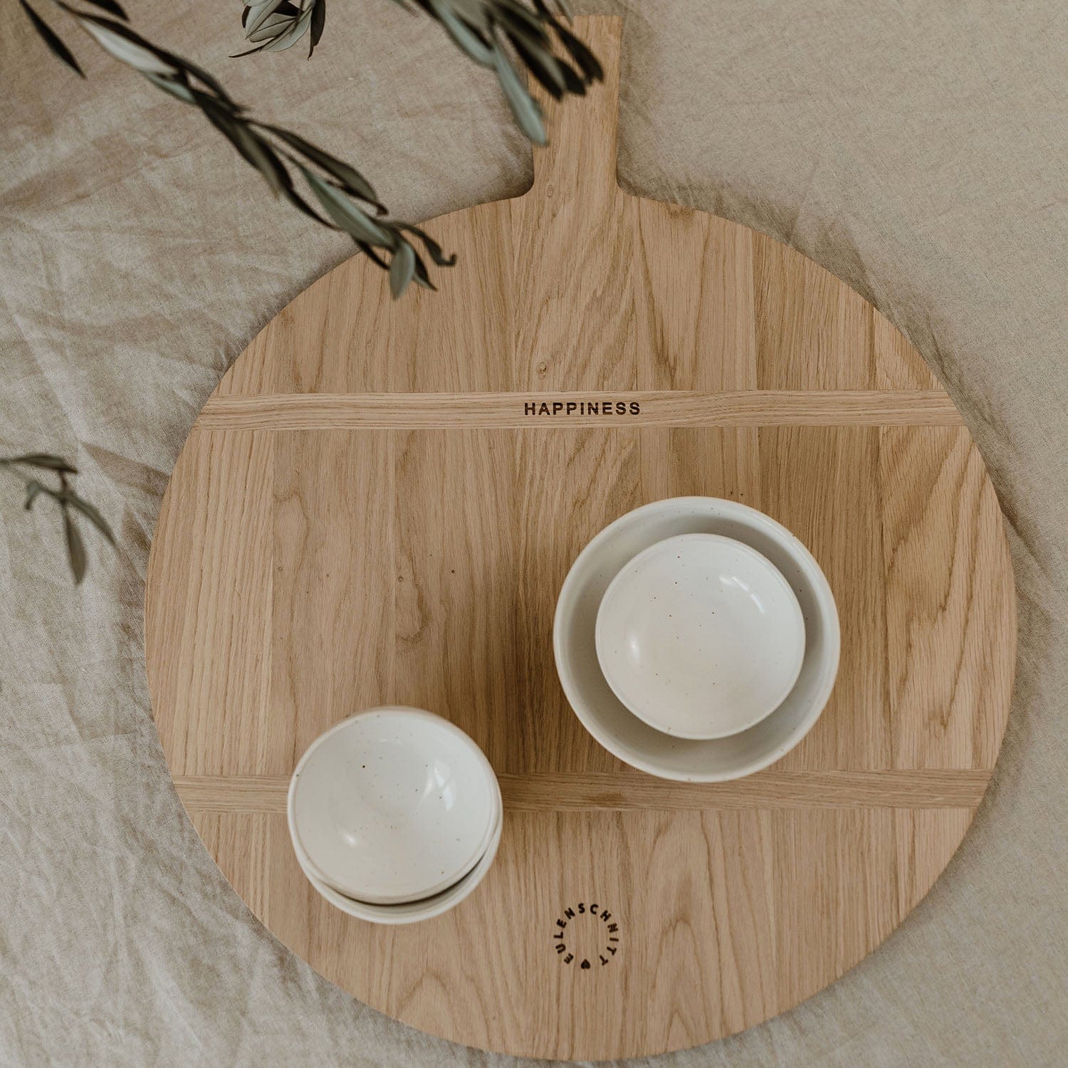 Holzbrett aus Eiche Happiness 55cm