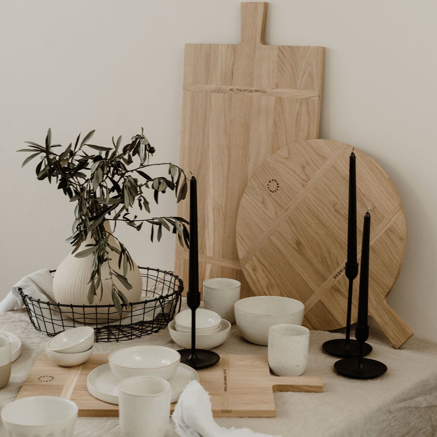 Holzbrett aus Eiche Happiness 55cm