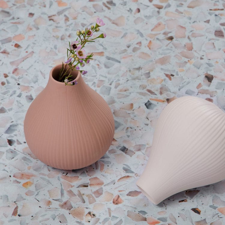 Vase Ekenas rosé rund mit Rillen Skandi Storefactory