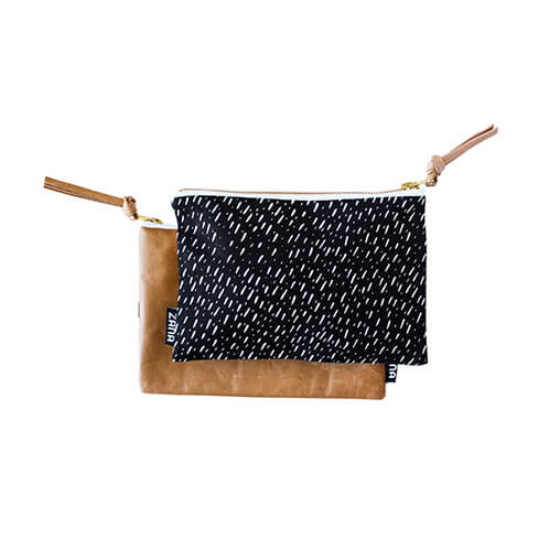 Pouch mit Leder - verschiedene Farben - mkono