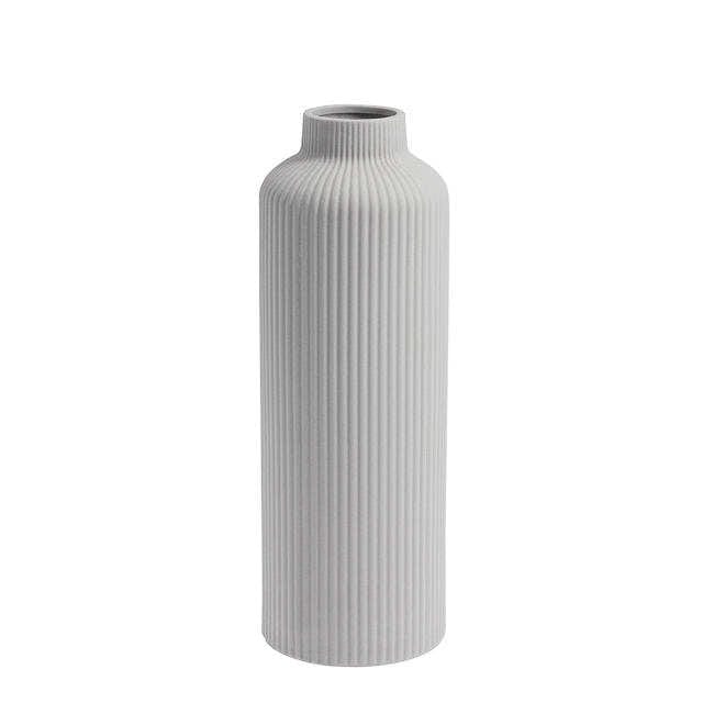 Vase Adala hellgrau hoch mit Rillen Storecatory Skandi Design